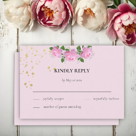 Rosen, Hochzeiten, Rosen, rosa, braun RSVP Karte