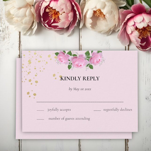 Rosen, Hochzeiten, Rosen, rosa, braun RSVP Karte (Von Creator hochgeladen)