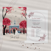 Rosen-Hochzeitseinladung und Programm