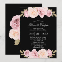 Rosen Hochzeitsempfang in Schwarz und Rosa