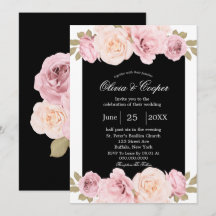 Rosen Hochzeitsempfang in Schwarz und Rosa