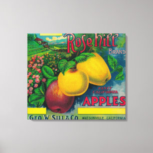 Rosen-Hügel-Apple-Kiste LabelWatsonville, CA Leinwanddruck