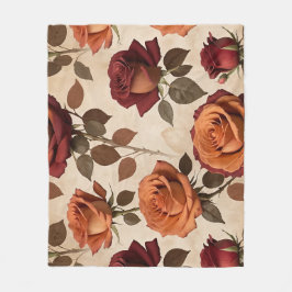 Rosen im Landhausstil in Orangetönen und Rot Fleecedecke