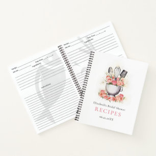 Rosen im Schneebesen-Schüssel-Hochzeitsrezept Notizbuch