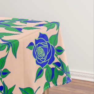 Rosen in auffälligem Elektrischblau mit grünen Blä Tischdecke