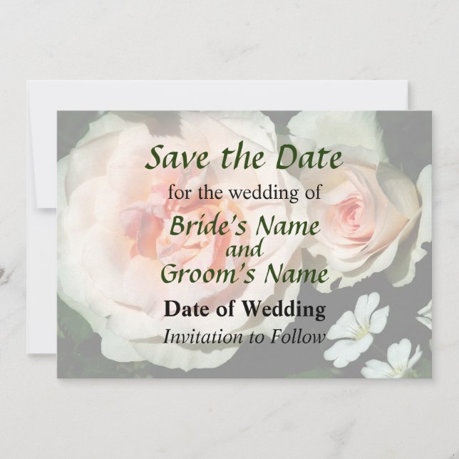 Rosen in blass rosa im Garten Save The Date (Vorderseite)