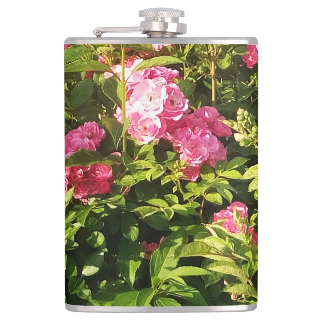 Rosen in Blüte Flachmann (Vorderseite)