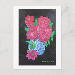 Rosen in chinesischer Vase: Susan Payne-Trutna Postkarte