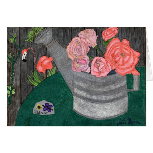 Rosen in der Bewässerungs-Dosen-Karte durch Julia (Vorderseite (Horizontal))
