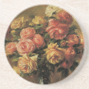 Rosen in einer Vase von Pierre Renoir Sandstein Untersetzer