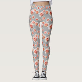 Rosen in Pfirsich- und Koralltönen Leggings