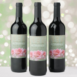 Rosen in rosa Farbe Weinetikett