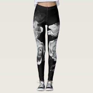 Rosen in Schwarz und Weiß Leggings