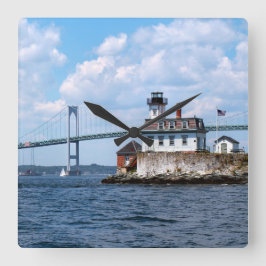 Rosen-Insel-Leuchtturm, Rhode Island Quadratische Wanduhr