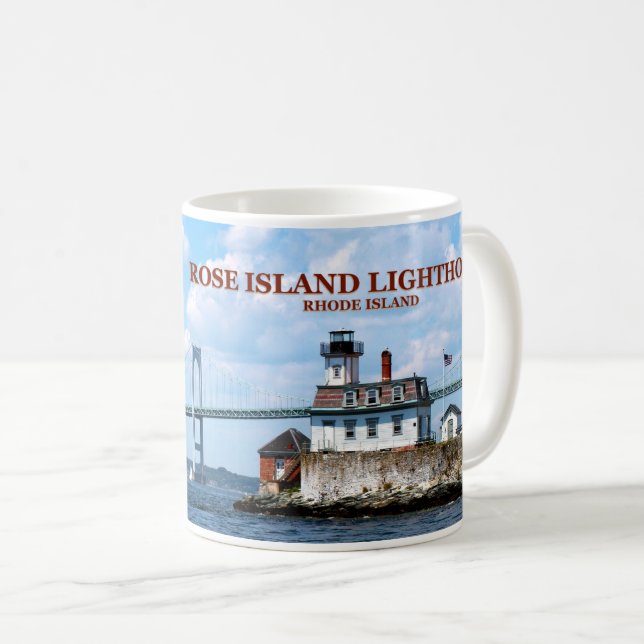 Rosen-Insel-Leuchtturm, Rhode Island Tasse (VorderseiteRechts)