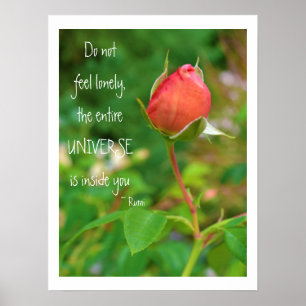 Rosen-Knospe Rumi Zitat Poster