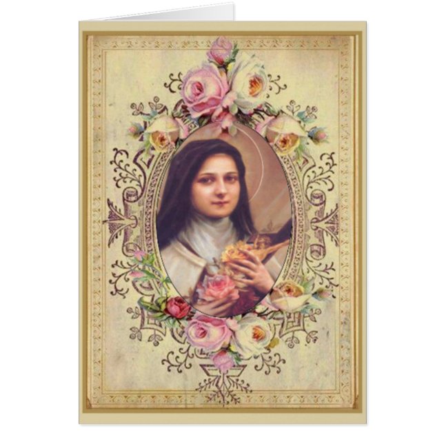 Rosen-Kruzifix-Vintage Goldgrenze St. Therese (Vorne)