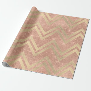 Rosen-kupferner Goldzickzack-Zickzack Geschenkpapier
