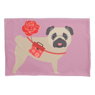 Rosen-Liebe-Mops Kissenbezug