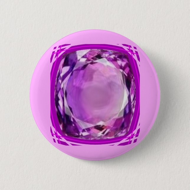 Rosen-lila Amethyst Edelstein durch SHARLES Button (Vorderseite)