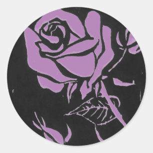 "Rosen-lila" Blumenaufkleber Runder Aufkleber