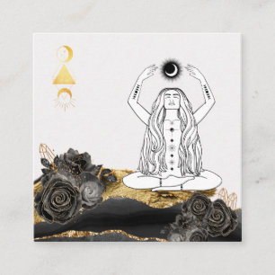 *~* Rosen-Meditation Mond Luna Boho Göttin Yoga  Quadratische Visitenkarte
