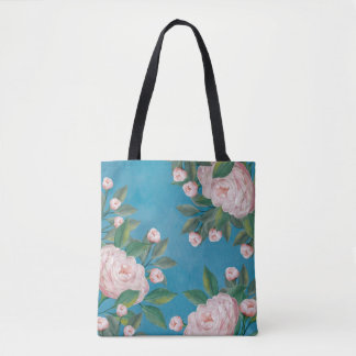 Rosen mit blauen Navy-Hintergrund in blassrosa Ros Tasche