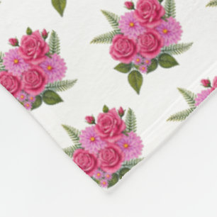 Rosen mit Dahlien Fleecedecke
