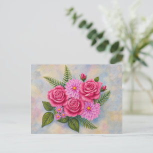 Rosen mit Dahlien Postkarte