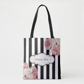 Rosen mit Schwarzweiss-Streifen Tasche