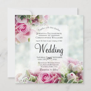 Rosen & Peony Buds Elegante Hochzeit der Blumen Einladung