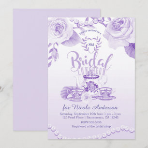Rosen & Perlen Elegantes Lila-Bridal-Luncheon-Tea Einladung