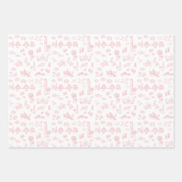 Rosen Pink Charleston Toile Wrapping Paper Geschenkpapier Set