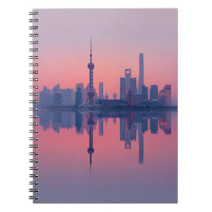 Rosen Pink Skyline Mirror Glow Notebook Notizblock