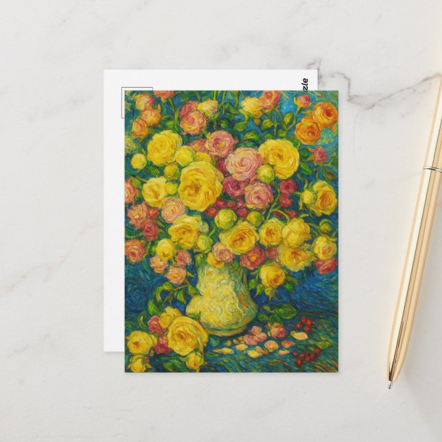 Rosen Postkarte (Vorderseite/Rückseite Beispiel)