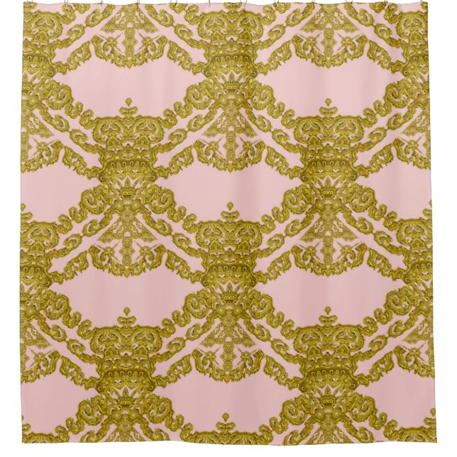 Rosen-Quarz-barockes Girly französisches Muster Duschvorhang (Vorderseite)