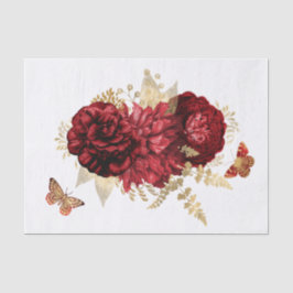 Rosen Red Gold Floral Butterfly Seidenpapier