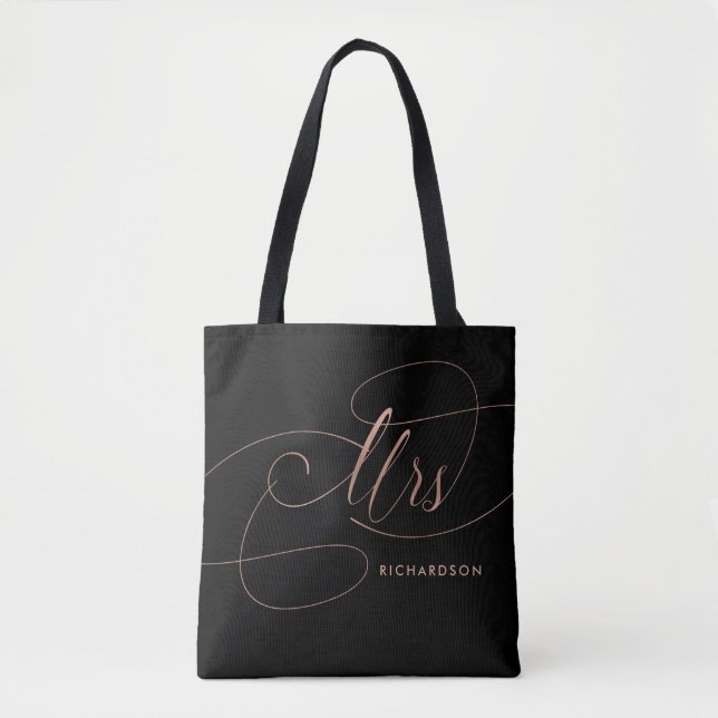 Rosen-Rosa auf schwarzer eleganter Frau der Tasche (Vorderseite)