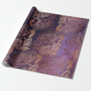 Rosen-rosa Rosen-Goldmetallische Geschenkpapier