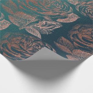 Rosen-rosa Rosen-Goldmetallisches aquamarines Mit Geschenkpapier