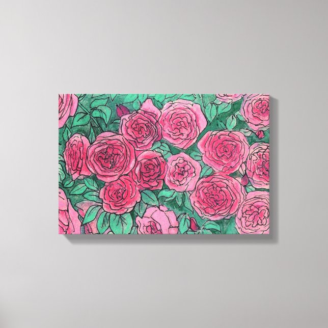 Rosen, Rose Blume Garten Blumenstrauß-Kunst, Dicht Leinwanddruck (Vorderseite)