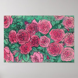Rosen, Rose Blume Garten Blumenstrauß-Kunst, Dicht Poster
