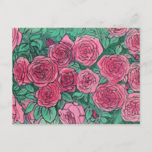 Rosen, Rose Garten, Bioskizze Tinten Pastete Postkarte