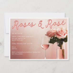 Rosen & Rosé-Wein-Verkostung Galentine's Day-Party Einladung