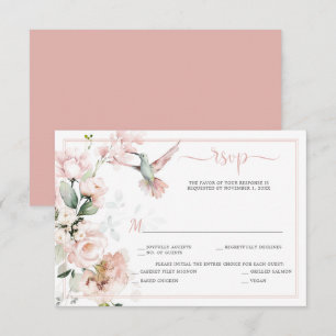 Rosen, Rosen, Hummingbird, Grüne Grünpflanzen RSVP Karte