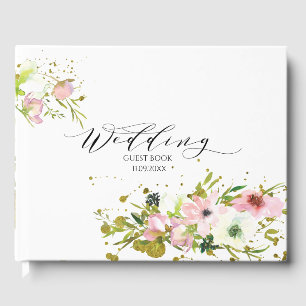 Rosen, rot und weiß, mit Goldspritzen Hochzeit Gästebuch