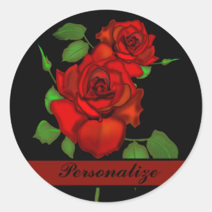 Rosen-rote Illustration personifizieren Runder Aufkleber