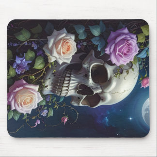 Rosen-Schädel im Mondlicht Mousepad