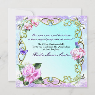 Rosen & Schmetterlinge Quinceañera Geburtstagsfeie Einladung