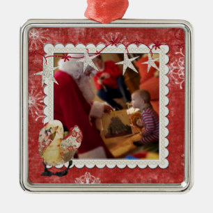 Rosen-Schwan-rote Schneeflocke-Foto-Verzierung Ornament Aus Metall